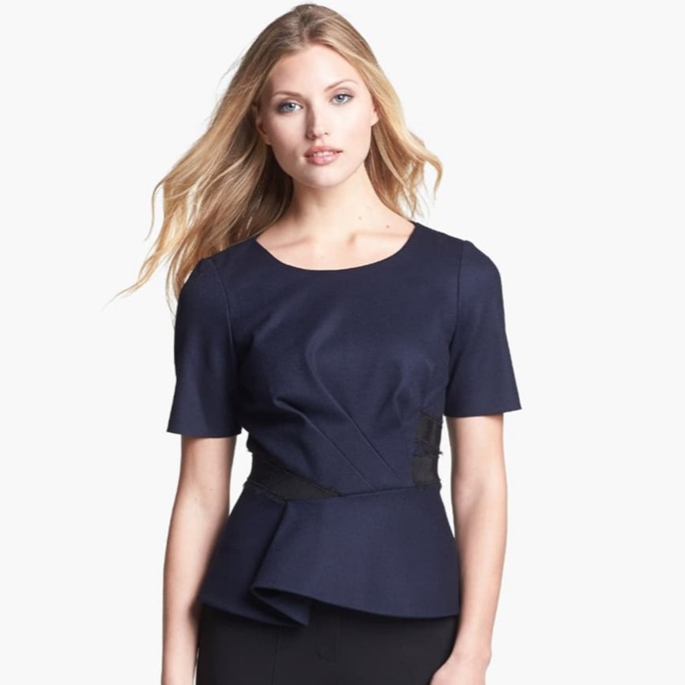 ELIE TAHARI Asymmetrical Peplum Top